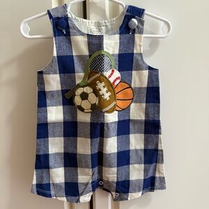 Mud Pie Blue and White Checkered Baby Romper